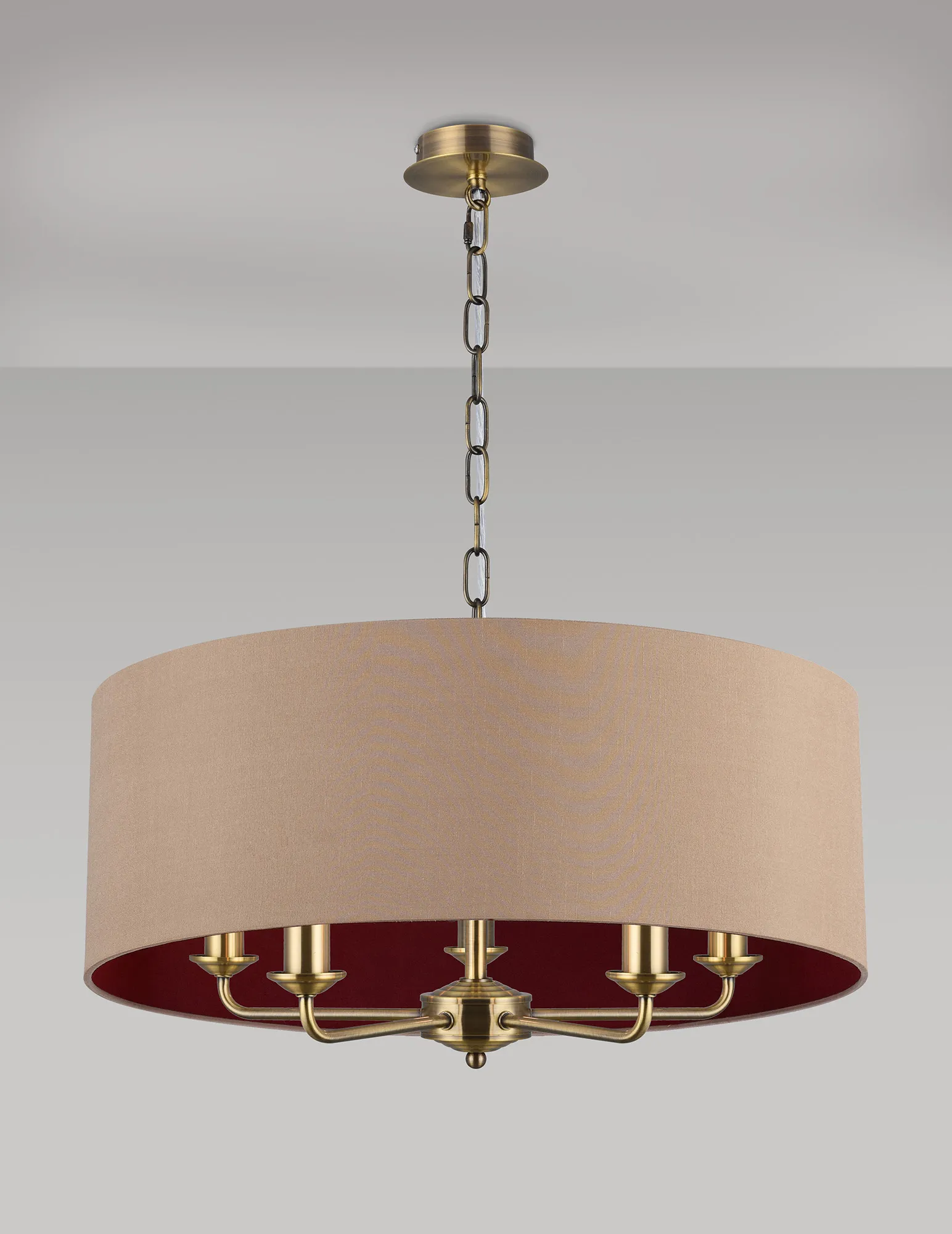 Banyan 60cm 5 Light Pendant Antique Brass; Antique Gold/Ruby DK0667  Deco Banyan AB AG